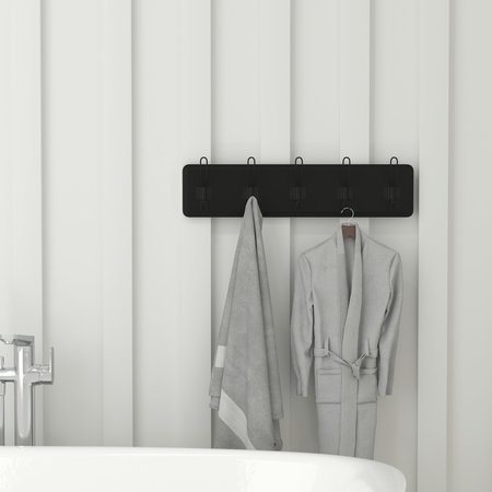 Flash Furniture 24" Black Wall Mount Coat Rack with Hooks HFKHD-GDI-CRE8-432315-GG